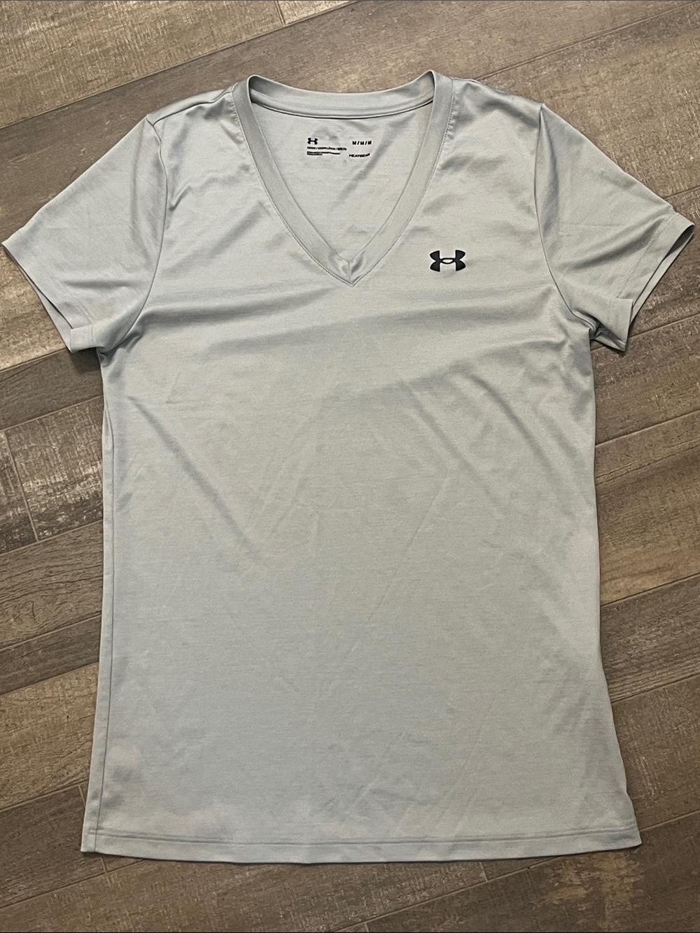 Under Armour Women's Light Gray V-Neck Performance Tee with Logo